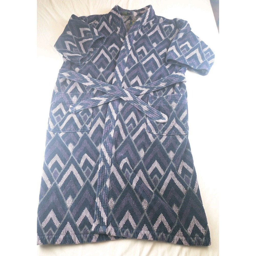 VTG Hudson's Bay Charter Collection Cotton‎ Bath Robe One Size Geometric Print